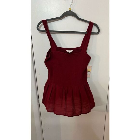 Nanette Lepore Burgundy Gauze Tank Crop Top Womens SZ  M New - Picture 1 of 11